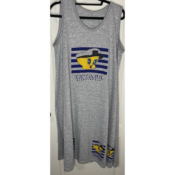 Vintage Tweety Bird Ixtapa Zihuatanejo Mexico Tank Dress Size Large - Picture 3 of 5